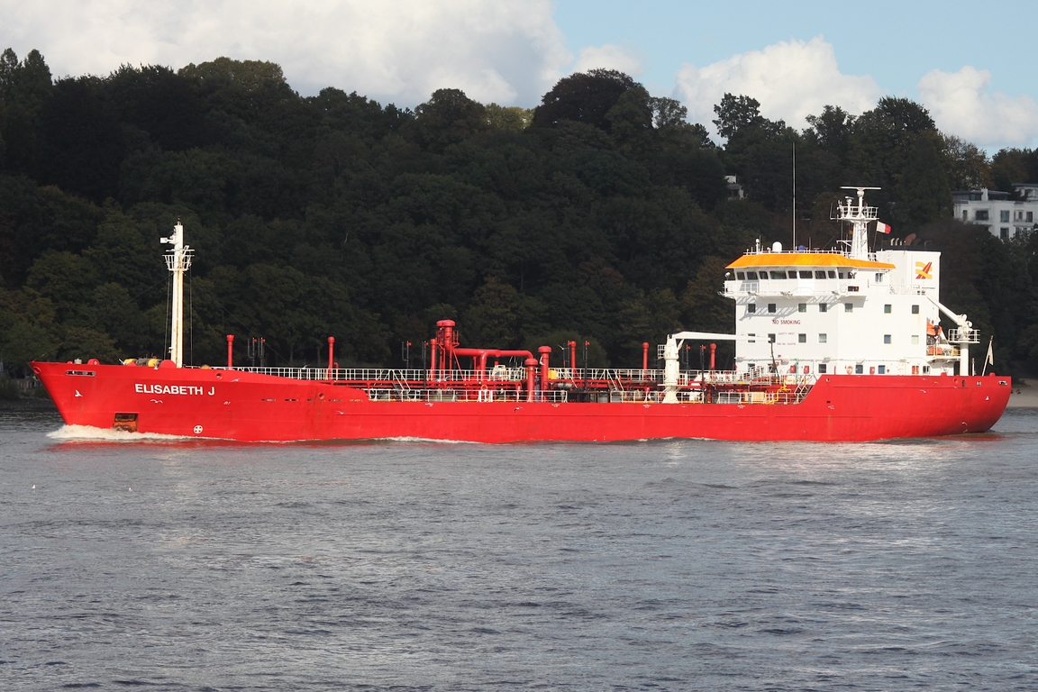 Tankschiff ELISABETH J (IMO 9264116); Datum: 23.09.2025; Aufnahmeort: Elbe/Hafen Hamburg, Deutschland.