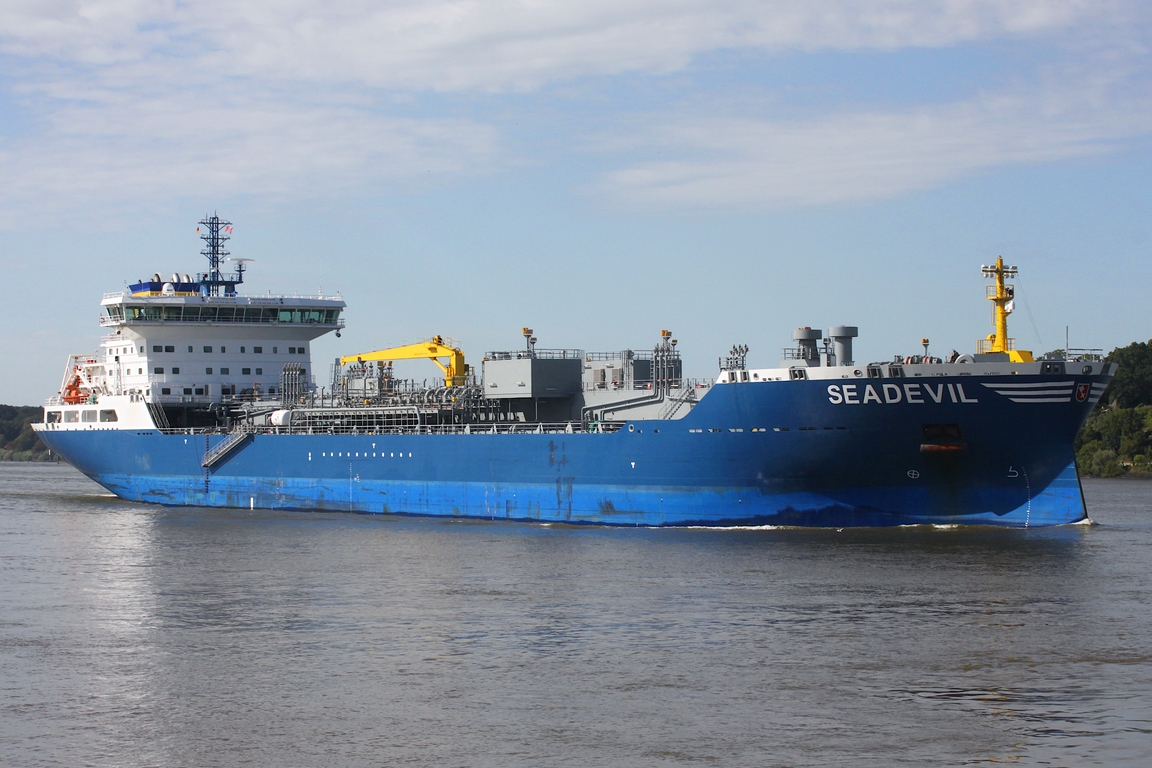 Tankschiff SEADEVIL (IMO 1044209); Datum: 07.09.2026; Aufnahmeort: Elbe/Hafen Hamburg, Deutschland.