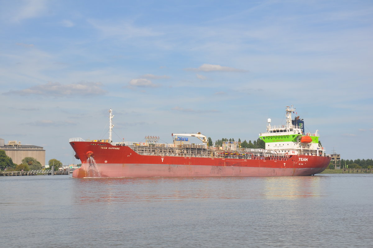 Tankschiff Team Sapphire aufgenommen 07.08.2017 am Schelde in Antwerpen 