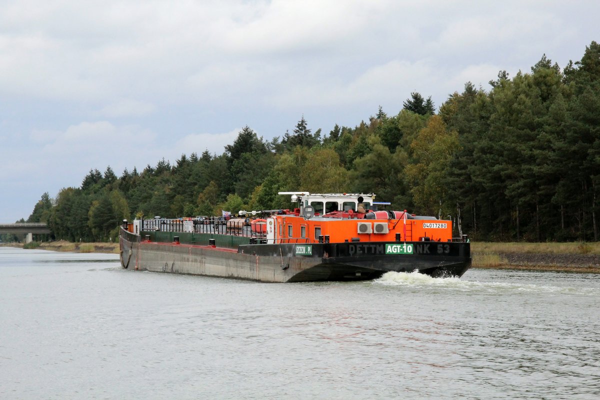 TMS AGT-10 (04017280 , 80 x 9m) am 25.09.2020 im Elbe-Seitenkanal Höhe Hafen Lüneburg auf Talfahrt.