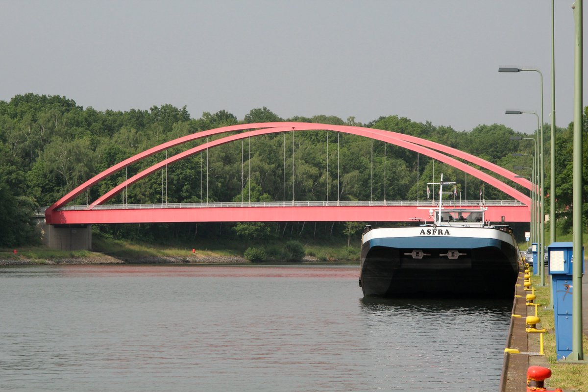 TMS Asfra (02321983 , 80 x 9m) lag am 27.05.2016 an der Liegestelle Edesbüttel am Abzweig Elbe-Seitenkanal / Mittellandkanal.