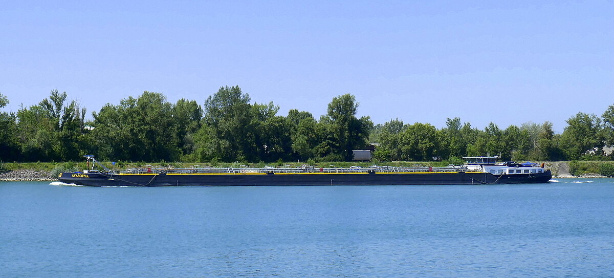 TMS Ayasofya, ENI 02337521, rheinaufwärts vor der Staustufe Vogelgrün/Elsaß, Aug.2025