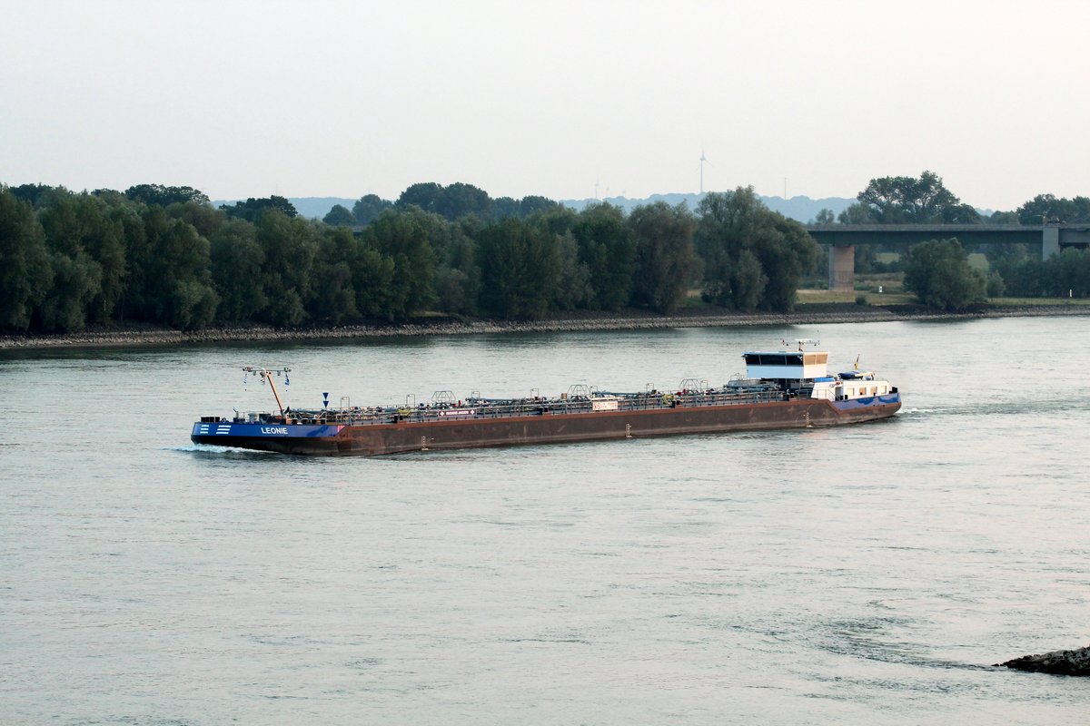 TMS Leonie (02336498 , 110 x 11,45m) am 05.07.2017 bei Rees auf Rhein-Bergfahrt. 