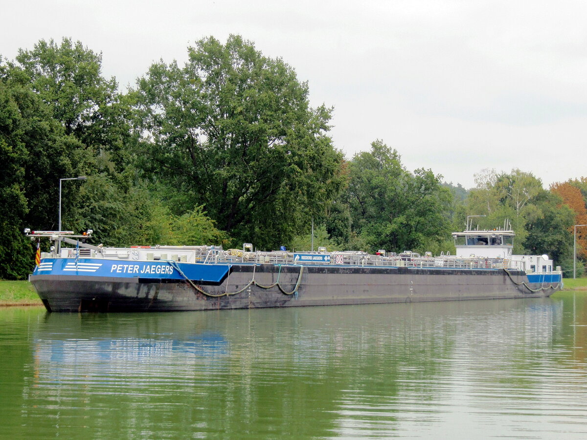 TMS  PETER JAEGERS  (02333261 , 85,95 x 9,60m) lag am 03.10.2020 im Oberwasser der Schleuse Bevergern  /  DORTMUND-EMS-KANAL.