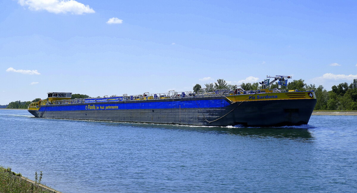 TMS Piz Sardona, ENI 02335683, rheinabwärts vor der Staustufe Rhinau/Elsaß,Juli 2025