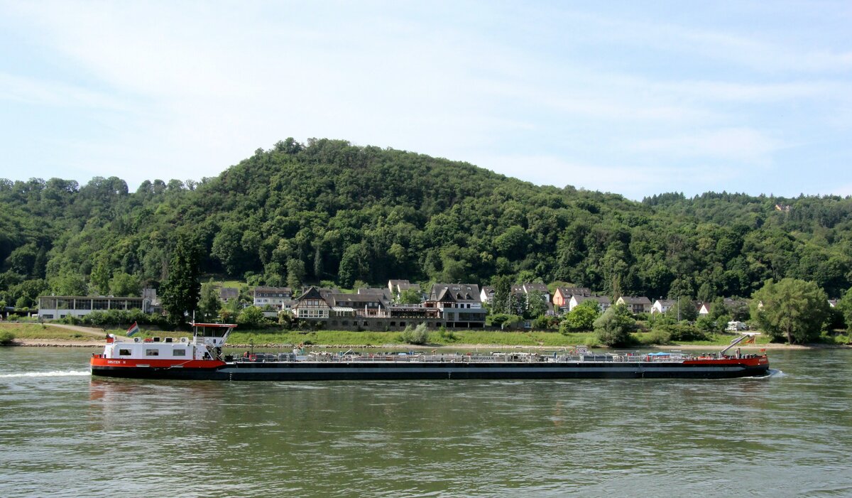 TMS  SYNTHESE-1  (ENI 02325952 , 85,88 x 11,40m) am 14.06.2025 auf dem  RHEIN  bei St.Goar-Fellen zu Tal.