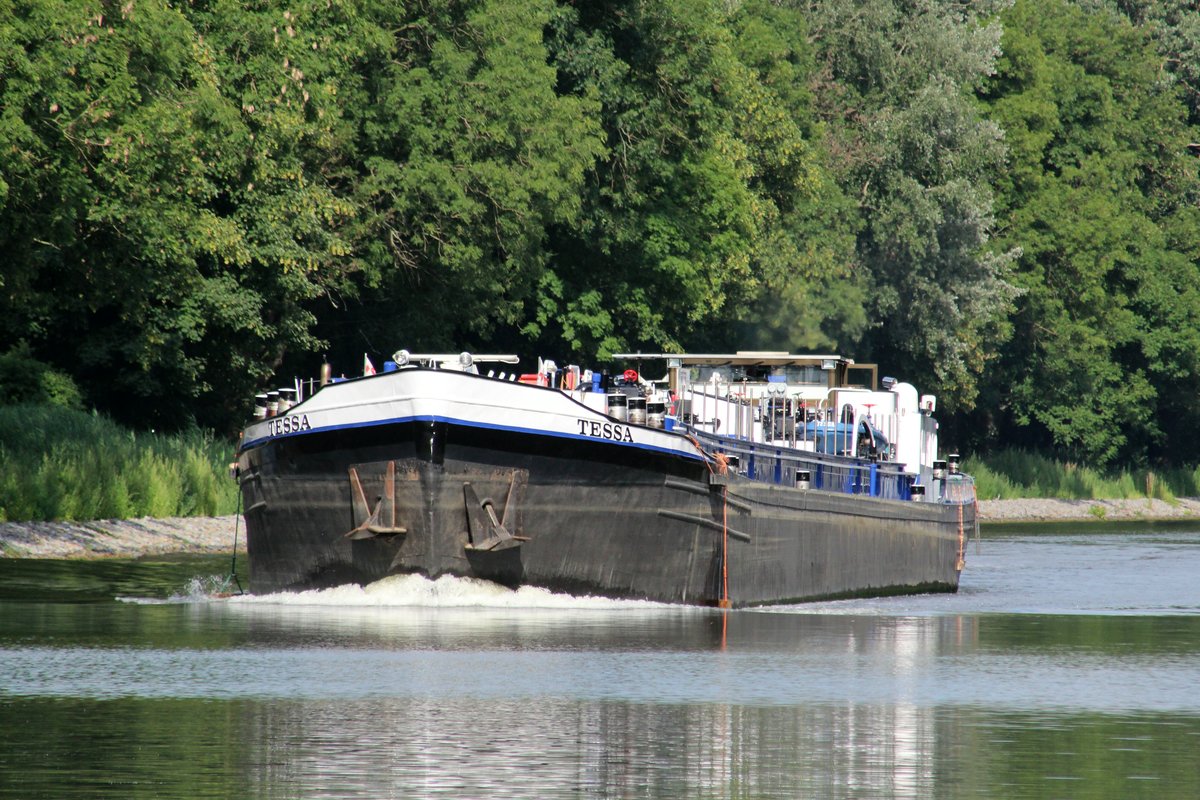 TMS Tessa (02313289 , 80 x 8,20m) am 04.07.2016 im Sacrow-Paretzer-Kanal auf Talfahrt Höhe  Töplitzer Insel .