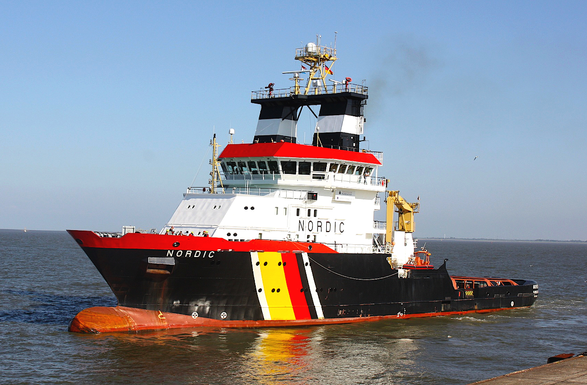 Tug NORDIC (IMO:9525962) L.78m B.16m Flagge Deutschland Reederei Bugsier Hamburg auf der Elbe am 01.09.2021 vor Cuxhaven.