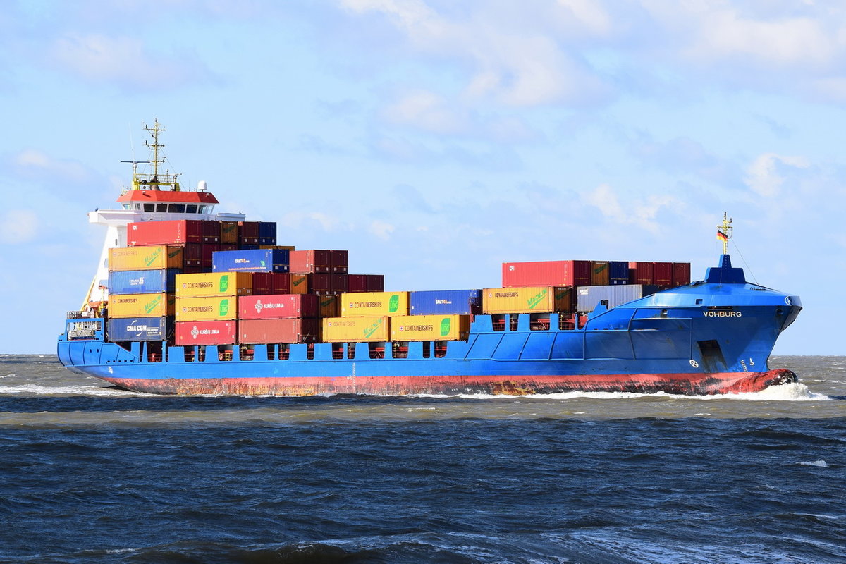 Vohburg , Feederschiff , IMO  9287807 , Baujahr 2005 , 812 TEU , 140.68 × 22.02m , Cuxhaven , 13.05.2019