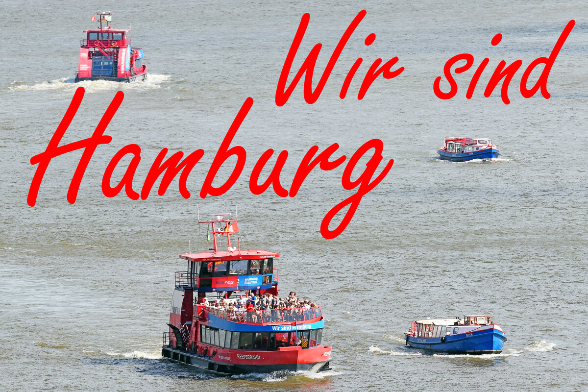  Wir sind Hamburg  - Fähren und Barkassen im Hafen von Hamburg (02.09.2022): REEPERBAHN, ELBMEILE, PETER und RUTH