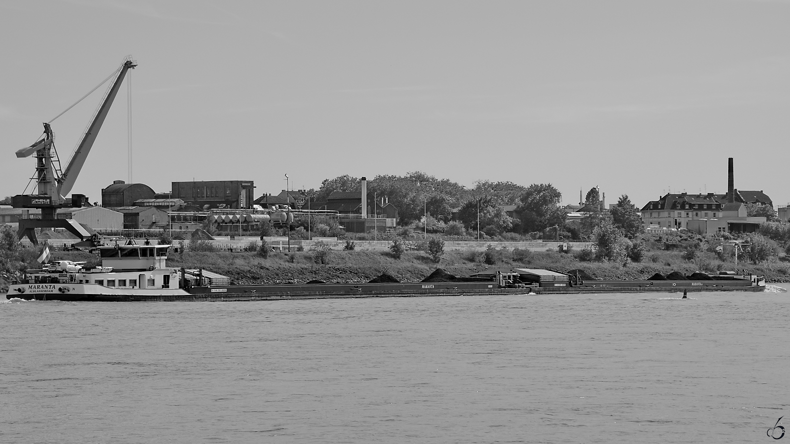 Der aus MARANTA I (ENI: 02322959) und MARANTA II (ENI:02323080) bestehende Koppelverband befuhr Ende September 2025 den Rhein bei Duisburg.