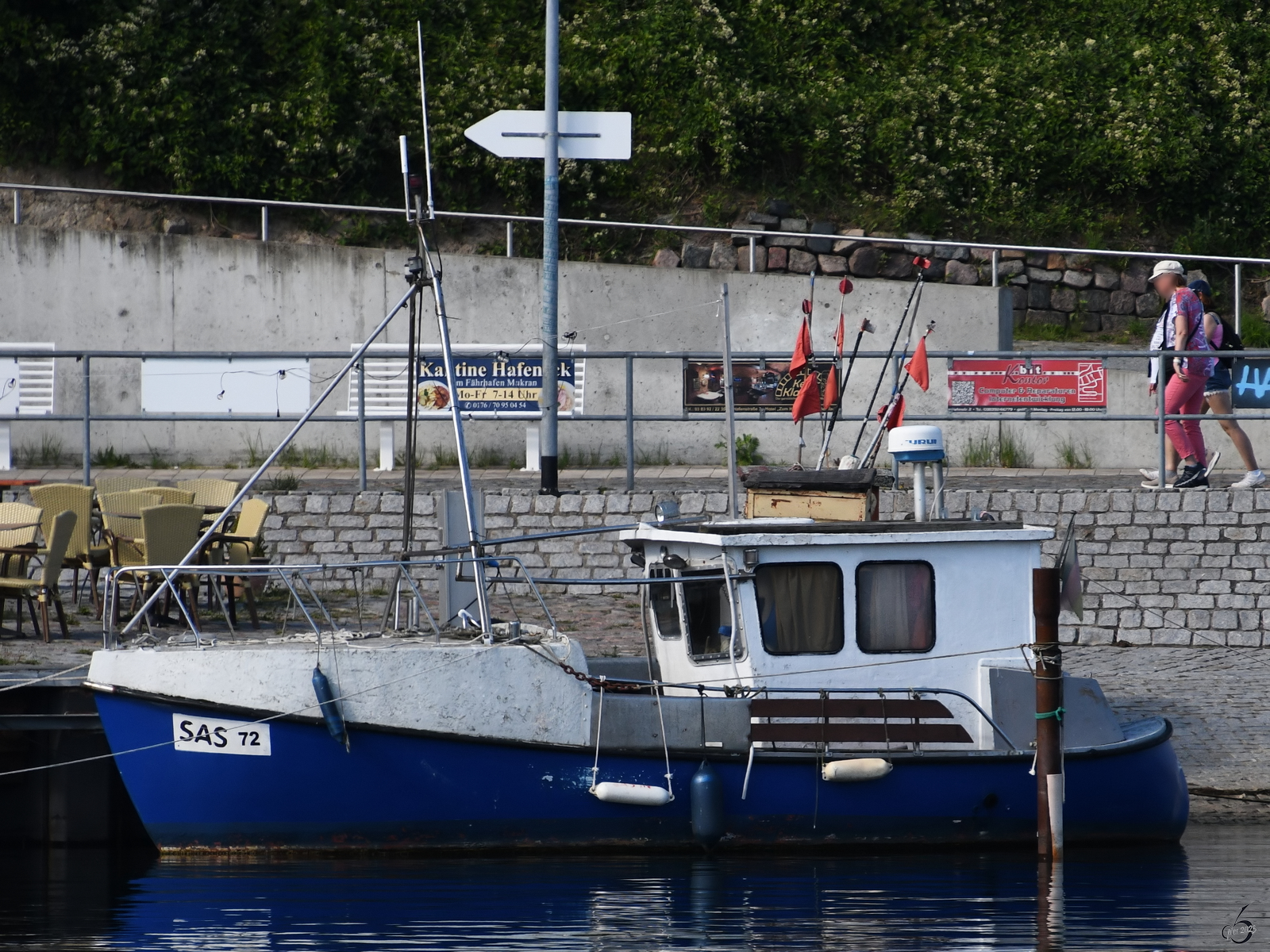 Mitte August 2023 war im Hafen von Sassnitz der Fischkutter SAS 72 zu sehen.