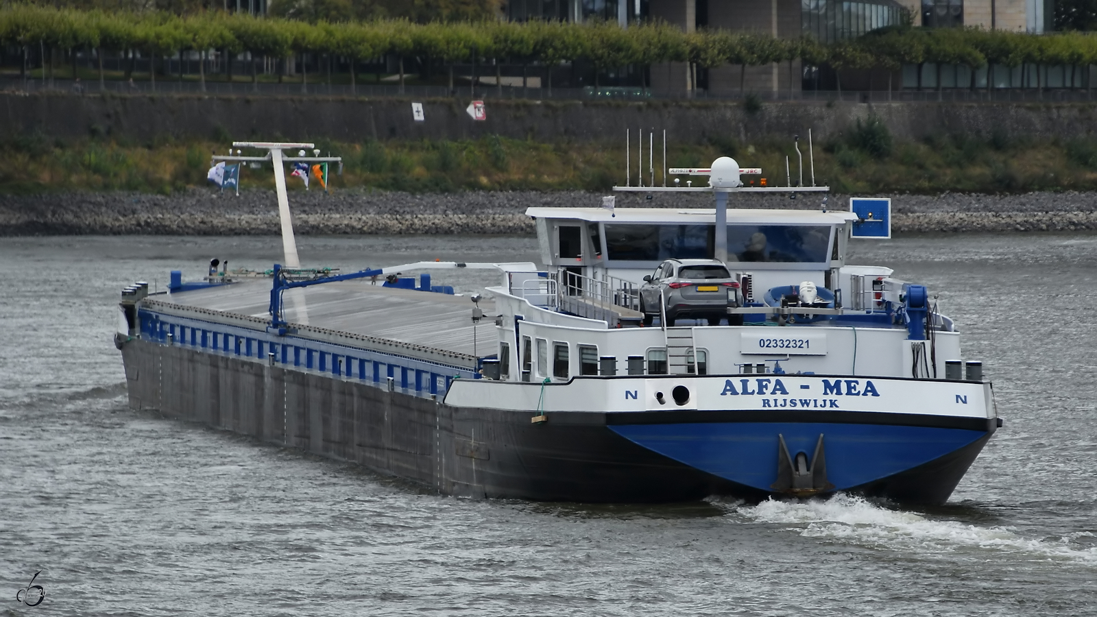 Nachschuss auf das G�termotorschiff ALFA-MEA (ENI: 02332321), welches Anfang September 2026 den Rhein bei D�sseldorf befuhr.