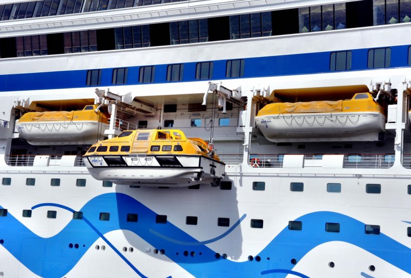 AIDAaura - ein Beiboot wird zu Wasser gelassen am 15.08.09