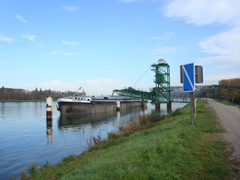  Cheyenne  aus den Niederlanden beim Kiesladen am Rhein unterhalb von Breisach Okt.2008
1248t  L80m, B8,20m