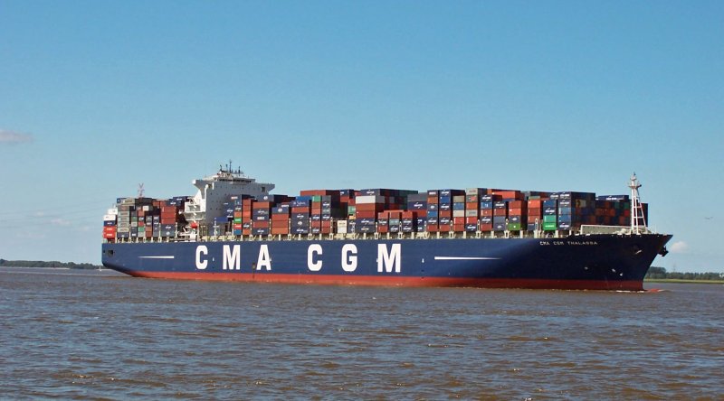  CMA CGM Thalassa   347m l/44m b. Kurs Hamburg am 23.06.2009 hhe Lhe.