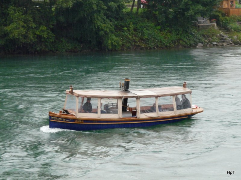 Dampfschiff St.URS unterwegs bei Strmendem Regen auf der Aare bei Bren an der Aare am 08.08.2009