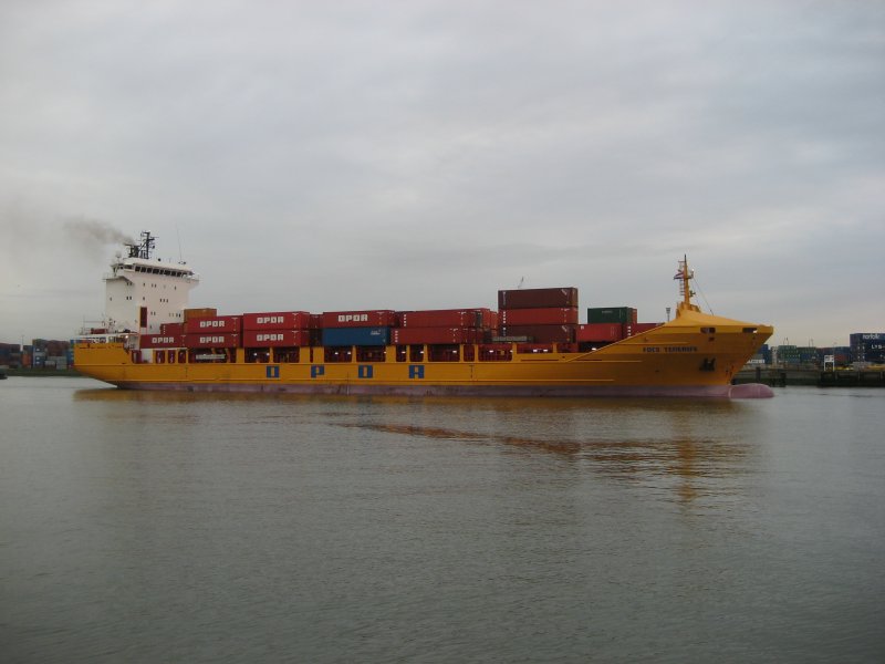 Ein Containerschiff FOCS TENERIFE am 05.09.2007 im Hafen Rotterdam.