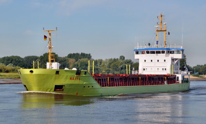 Frachter  Kati L  am 23.08.09 auf der Weser -IMO Nr. 9226762