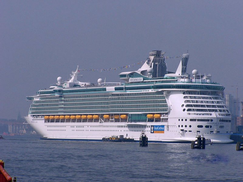  Freedom of the Seas 
2006 größtes Kreutzfahrtschif der Welt im Hamburger Hafen.
Tonnage: 158.000 BRZ, Länge: 339 Meter, Breite: 56 Meter Tiefgang: 8,50 Mete, Geschwindigkeit: 21,6 Knoten
Passagierdecks: 15, Gesamtkabinenzahl: 1.800, Passagiere (bei Doppelbelegung): 3.600 Passagiere (max.): 4.370
Mannschaft: 1.360 
