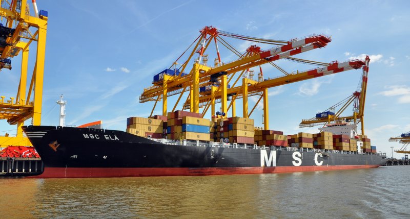 MSC Ela - Lg.294m - Br.32m - 21,5 Kn - Bj. 2004 am 23.08.09 in Bremerhaven