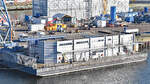 Büro- und Werkstattponton HÖRN 15 am 08.02.2023 im Hafen von Kiel