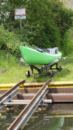 Noch ein Blick auf die Bootsschleppe Schleuse Canow. 10.05.2022  11:39 Uhr.