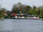 Blick von der Elbfähre in den Hornhafen von Aken/Elbe am 10.04.2017.