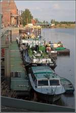 Im Hafen von Wittenberge sind auch mehrere Boote des WSA Magdeburg, Auenbezirk Wittenberge, stationiert. Aufnahmedatum: 12.08.2006