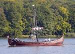 Kari aus Potsdam. Der Nachbau eines Wikingerbootes fuhr in Potsdam und Umgebung als Fhre und als Charterboot.