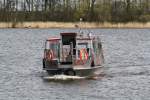 Personenfhre  Lisa  auf dem Peene-Strom zwischen Kamp und Karnin / Insel Usedom am 17.04.2014. Standort Hafen von Kamp.