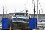 Fahrgastschiff HANSA am 02.03.2023 bei der Böbs-Werft in Lübeck-Travemünde