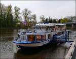 Fahrgastschiffe  Král Jiří  in Hafen Poděbrady auf der Labe (Elbe) am 24.