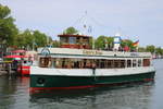 Das Fahrgastschiff Käpp´n Brass kam am Mittag des 21.05.2020 von einer 1-stündigen Hafentour durch das Rostocker Hafenrevier zurück nach Warnemünde.