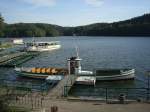 Kriebsteintalsperre bei Mittweida/Sachsen,  Ausflugsmotorschiff  Mittweida , der Oldtimer unter den   Schiffen auf der Talsperre, Bj.1912,  Okt.2009