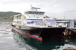 Im Hafen von Bodø ist das Fahrgastschiff Fjordprinsessen  am 24.