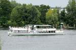 FGS Roland von Berlin (05601270 , 33,92 x 4,94m) am 27.07.2017 auf der Havel / Babelsberger Enge auf Talfahrt.