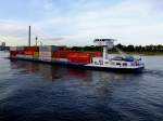BELICHA (EUR-Nr.06004032; L=110; B=11mtr.; 2600t; Bj.2004) ist mit einer Ladung Container bei Dsseldorf Rheinaufwrts unterwegs; 110906
