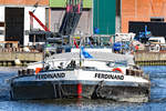 GMS  Ferdinand  (Europa-Nr.: 04001730, MMSI-Nr.: 21150414) im Hafen von Lübeck