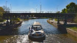 FERDINAND (Europa-Nr.: 04001730, MMSI-Nr.: 21150414) hat am 24.04.2020 die Hubbrücke passiert in Richtung Klughafen Lübeck