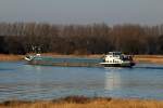 GMS Hanse (04502690 , 100 x 10,50m) am 17.03.2016 nach dem Passieren der Gierseilfähre Sandau auf Elbe-Talfahrt.