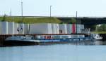 GMS Joliba (04022290 , 82 x 9m) lag am 02.08.2015 mit Betonteilen für Windkraftanlagen beladen im Hafen Wustermark (Havelkanal).