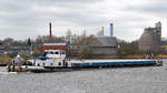 Gütermotorschiff (GMS) LENE-L  ( ENI 04030930) am 07.03.2021 auf der Trave unweit Nordlandkai Lübeck auf dem Weg zum ATR-Silo im Vorwerker Hafen.