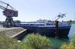 GMS Lansingh, ENI 02337709, ankert im Rheinhafen Breisach, Aug.2025