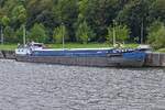 GMS MAELIES-H, ENI 02316073, L 57,27 m, B 7,04 m, 600 t, hat im Kanal zur Lanaye Schleuse festgemacht. 17.09.2026   