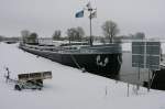 ms. Stad Hattem beim winterstop im hafen von Hattem km 978