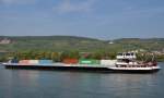 MS VIGILA, Binnencontainerschiff, Heimathafen Zwijndrecht, bei Rdesheim am Rhein beobachtet am 28.09.2013.