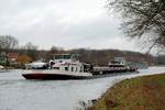 GMS  ZERBERUS  (04013780 , 84 x 9,50m) am 12.01.2021 im  SACROW-PARETZER-KANAL / WEIßER SEE / UHW auf Bergfahrt Höhe Nedlitz / Neu Fahrland.