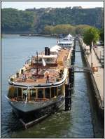 Am 07.05.2008 war das Kreuzfahrtschiff MS  River Queen  der niederlndischen Reederei Uniworld mit Heimathafen Rotterdam am Moselufer in Koblenz anzutreffen.