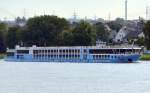 TUI  ALEGRA, ein Flusskreuzfahrtschiff fährt gerade an Neuwied vorbei. Wurde beobachtet am 23.09.2013. Baujahr: 2011,  Länge: 135 m, Breite: 11,4 m, Decks: 4, Passagiere/Crew: 186/44, Kabinenzahl: 89.